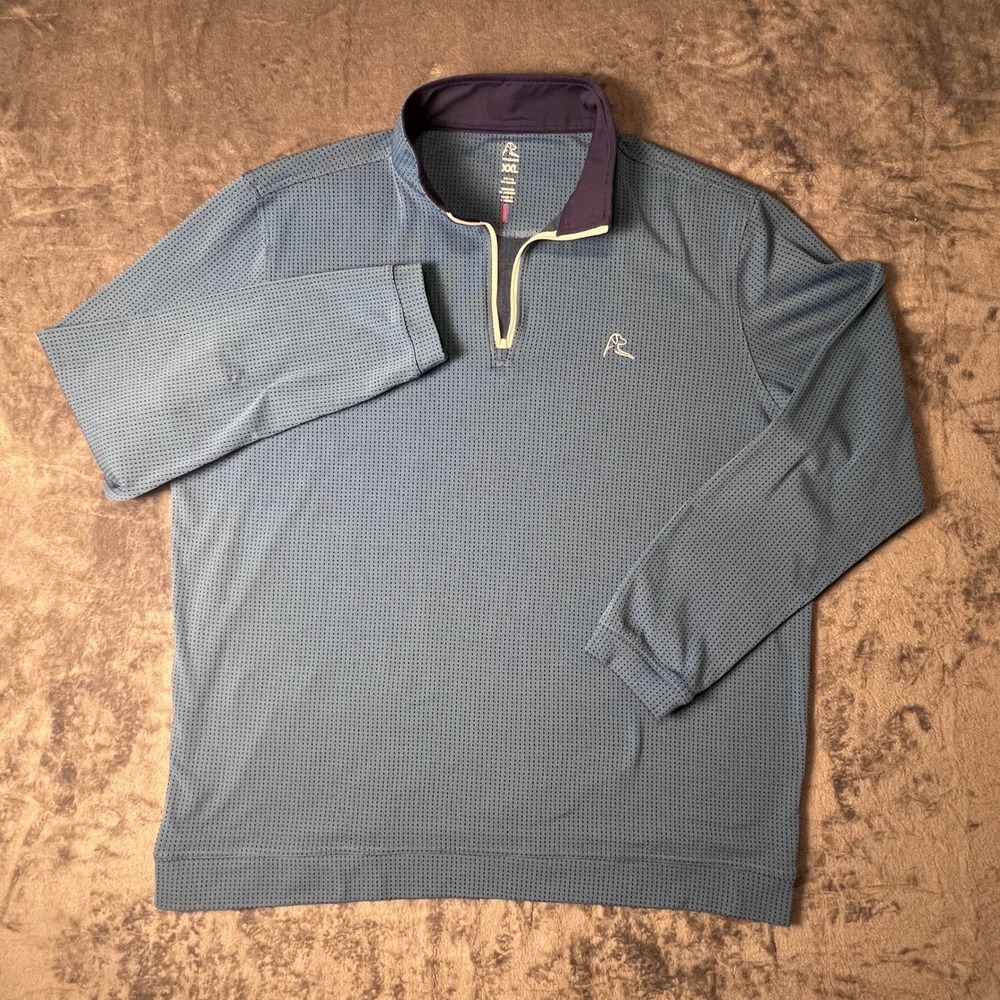 Rhoback Mens Shirt XXL Blue Micro Mesh Quarter Zip Pullover Performance Golf